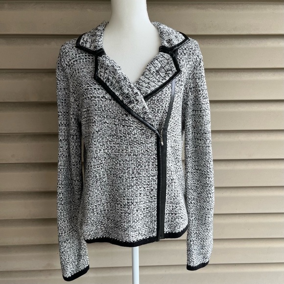 Linda Matthews New York Sweaters - •Linda Matthews• Gray Marled Zipper Cardigan Sweater - Size Medium